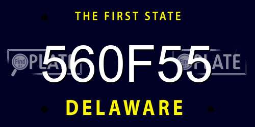 560F55 Delaware License Plate