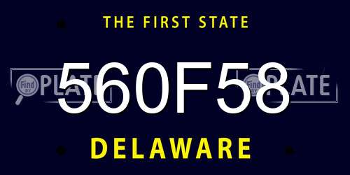 560F58 Delaware License Plate