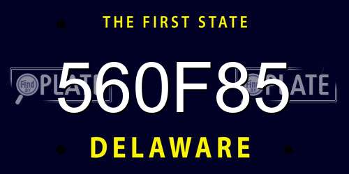 560F85 Delaware License Plate