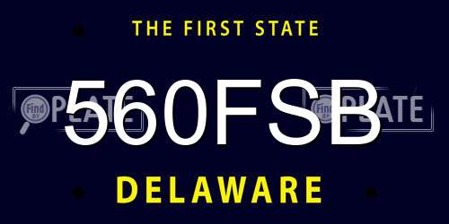 560FSB Delaware License Plate