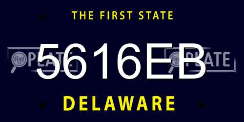 5616EB Delaware License Plate