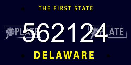 562124 Delaware License Plate