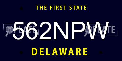 562NPW Delaware License Plate