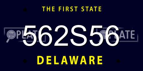 562S56 Delaware License Plate