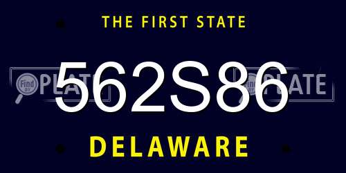 562S86 Delaware License Plate