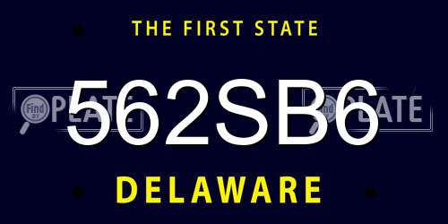 562SB6 Delaware License Plate