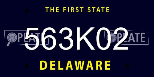 563K02 Delaware License Plate