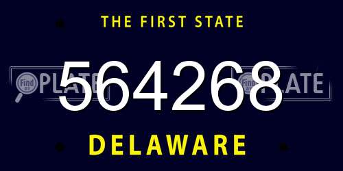 564268 Delaware License Plate