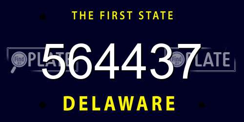 564437 Delaware License Plate