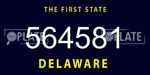 564581 Delaware License Plate