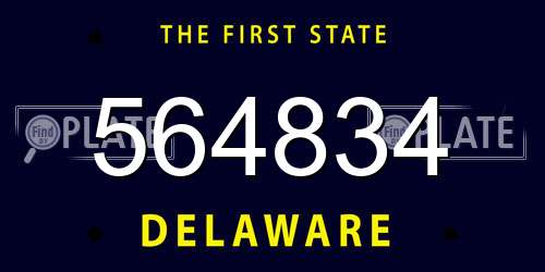 564834 Delaware License Plate