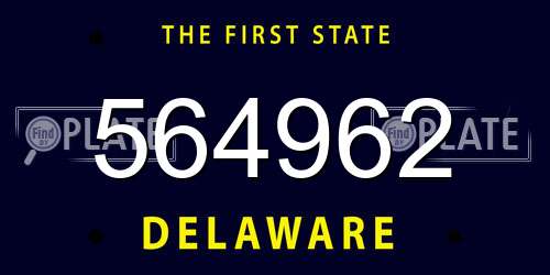 564962 Delaware License Plate