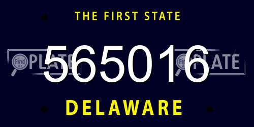 565016 Delaware License Plate
