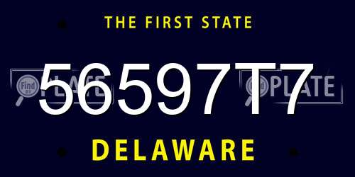 56597T7 Delaware License Plate