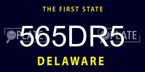565DR5 Delaware License Plate