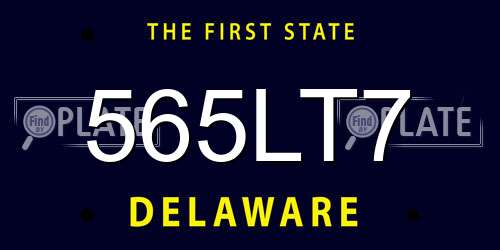 565LT7 Delaware License Plate
