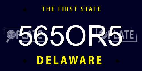 565OR5 Delaware License Plate