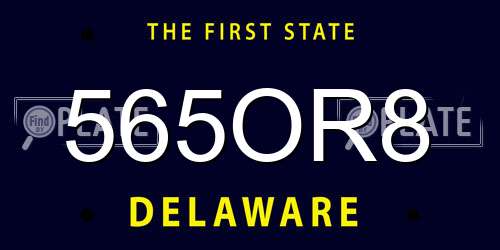 565OR8 Delaware License Plate