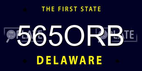 565ORB Delaware License Plate