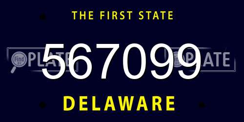 567099 Delaware License Plate
