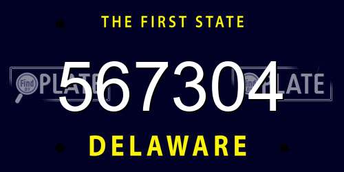 567304 Delaware License Plate