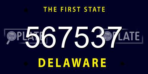 567537 Delaware License Plate