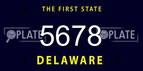 5678 Delaware License Plate