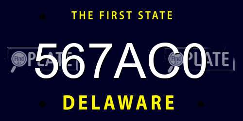 567AC0 Delaware License Plate
