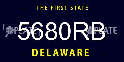 5680RB Delaware License Plate