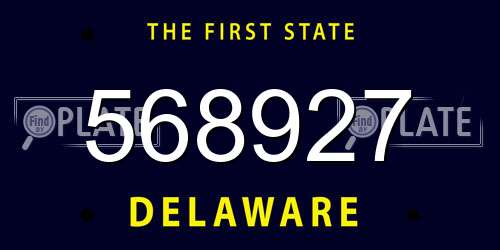 568927 Delaware License Plate