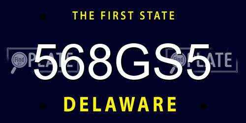 568GS5 Delaware License Plate