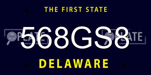 568GS8 Delaware License Plate
