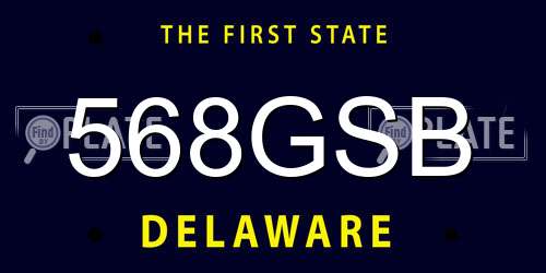 568GSB Delaware License Plate