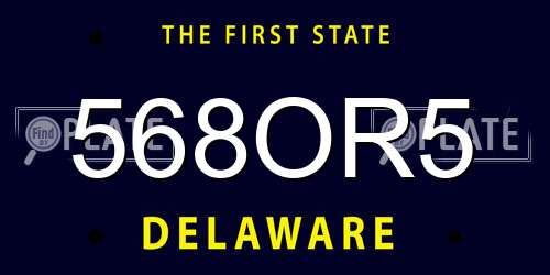 568OR5 Delaware License Plate