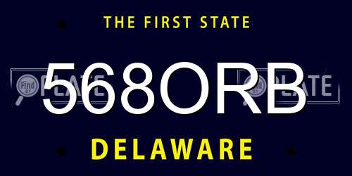 568ORB Delaware License Plate