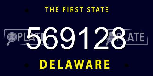 569128 Delaware License Plate