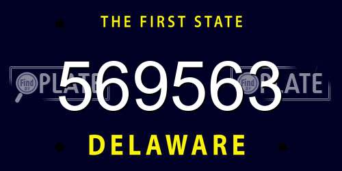 569563 Delaware License Plate