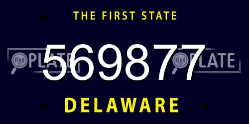 569877 Delaware License Plate