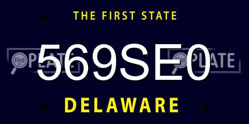 569SE0 Delaware License Plate
