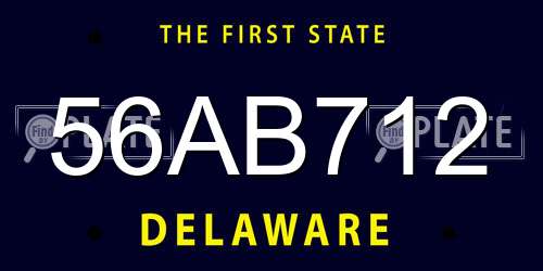 56AB712 Delaware License Plate