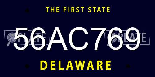 56AC769 Delaware License Plate