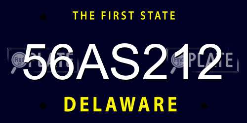 56AS212 Delaware License Plate