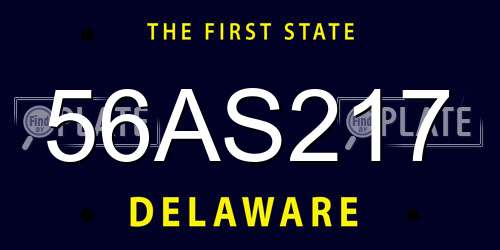 56AS217 Delaware License Plate