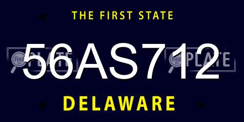 56AS712 Delaware License Plate