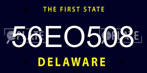 56EO508 Delaware License Plate
