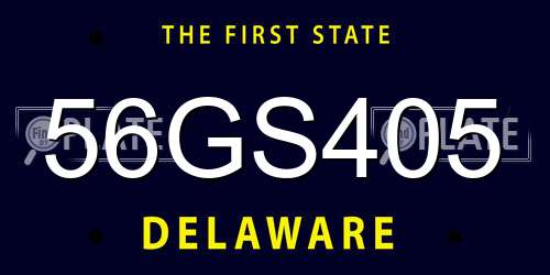 56GS405 Delaware License Plate