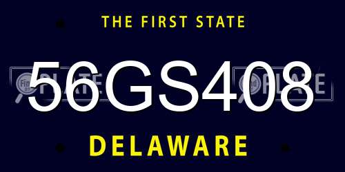 56GS408 Delaware License Plate