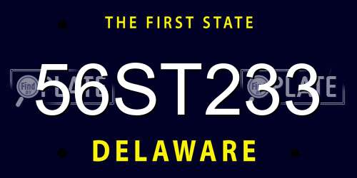 56ST233 Delaware License Plate