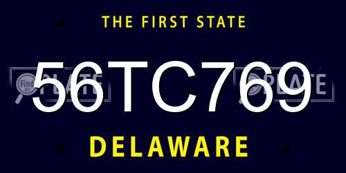 56TC769 Delaware License Plate