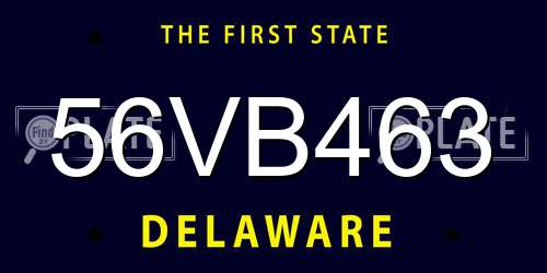 56VB463 Delaware License Plate